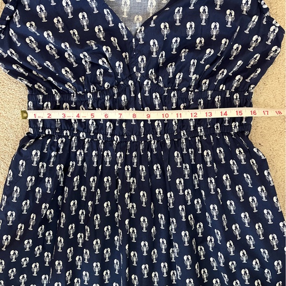 Vineyard Vines Navy Lobster Print Cotton Flutter Sleeve Maxi Dress Women’s Large - Picture 12 of 12